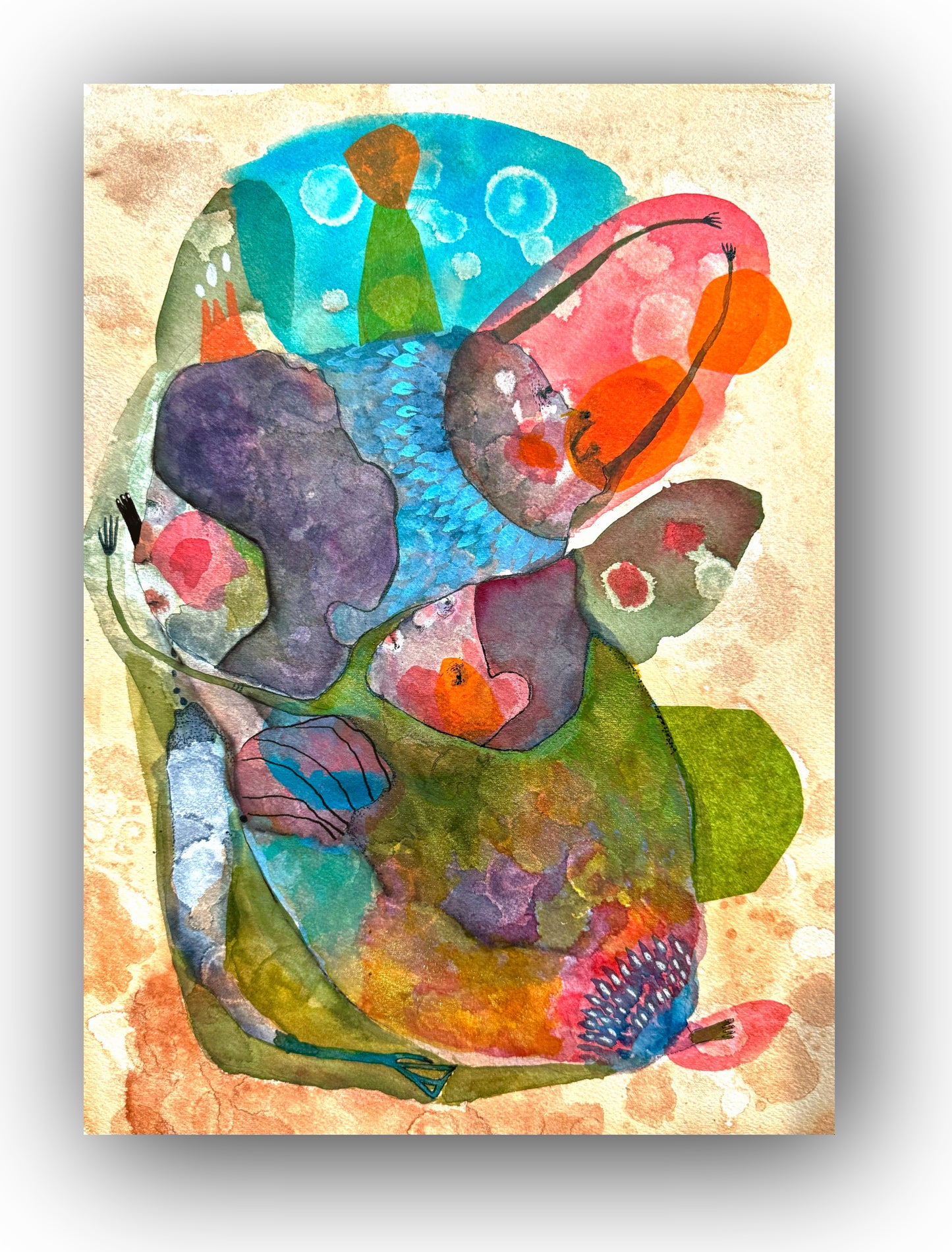 Original Mixed Media Collage Painting-Where Do We Go From Here
