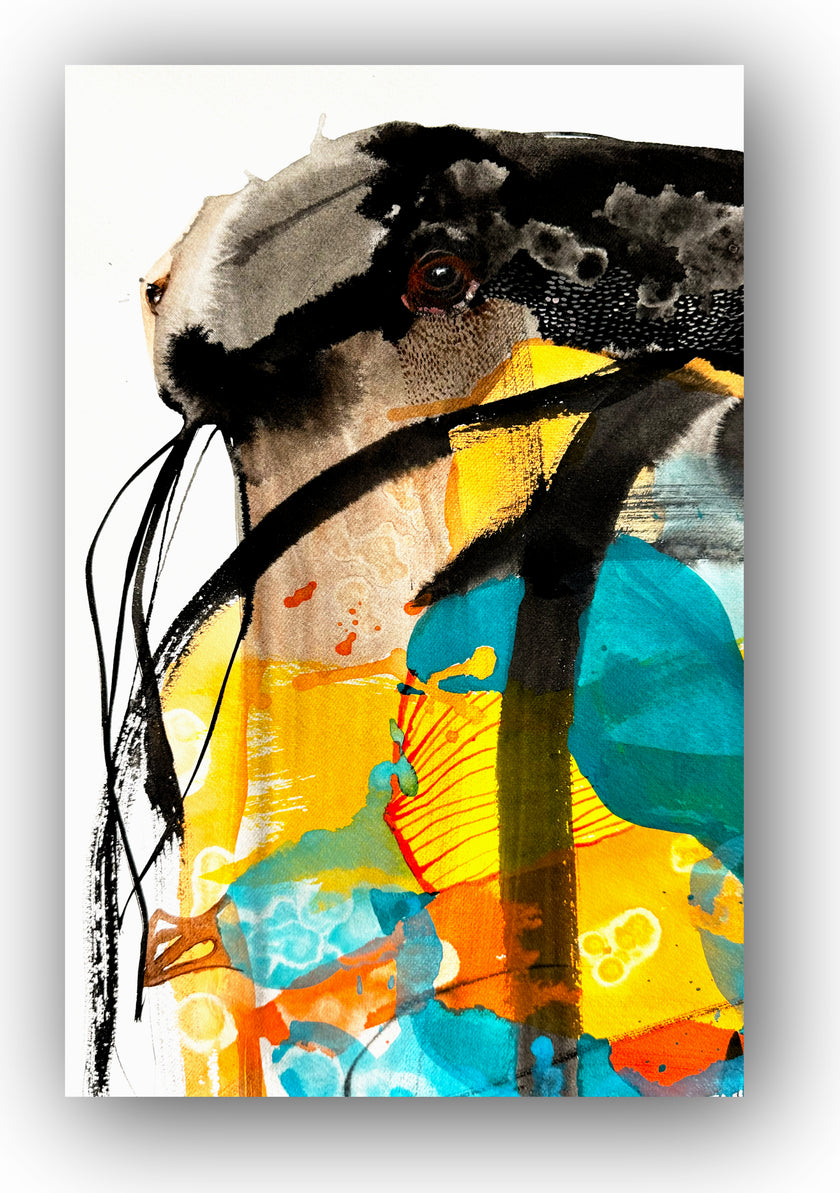 Original Mixed  Media Collage Painting- Cunning