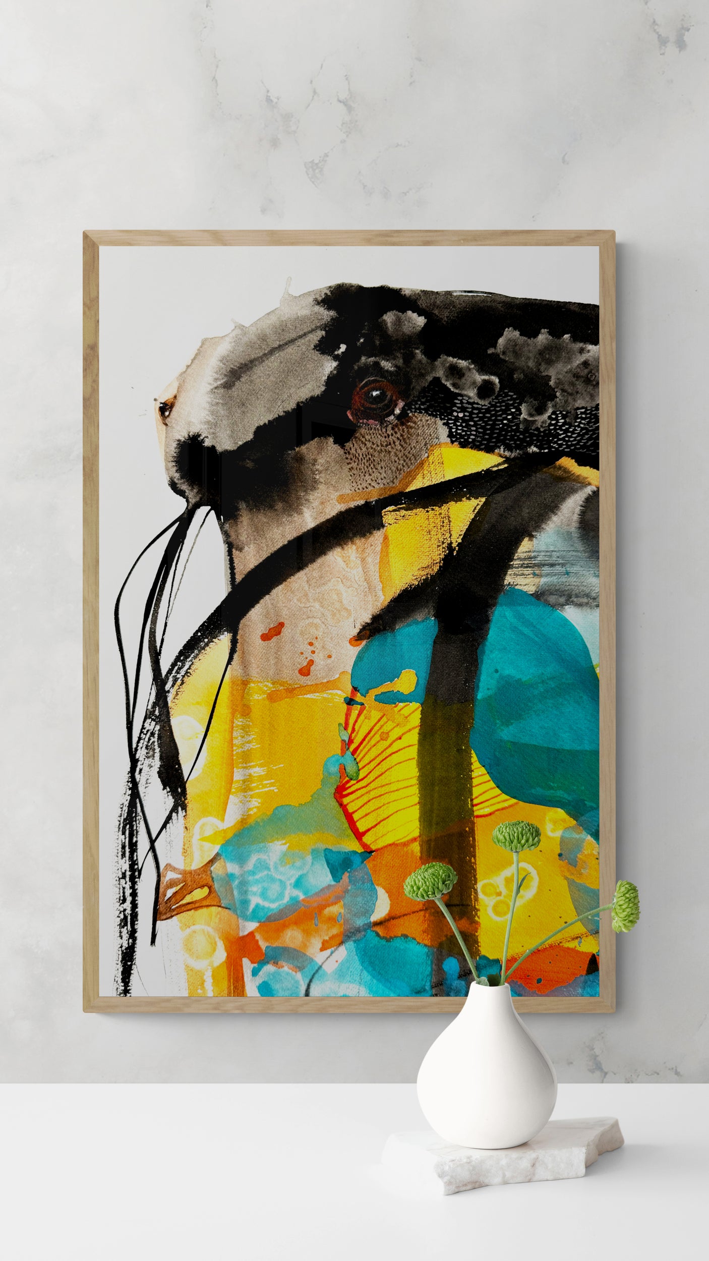Original Mixed  Media Collage Painting- Cunning