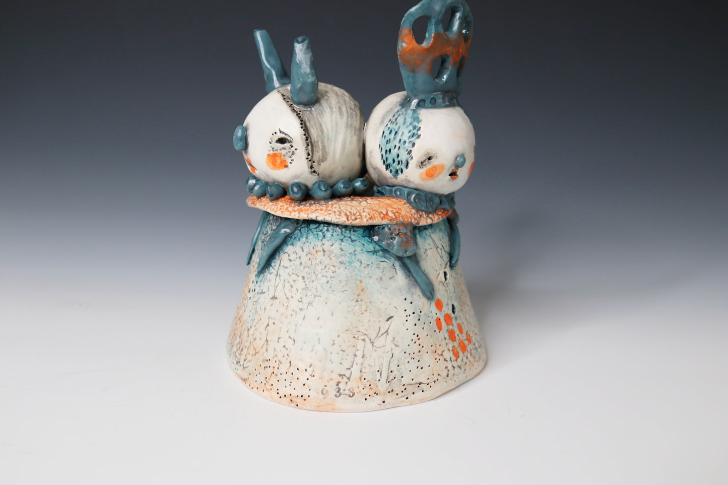 Original Hand Built  Collectable Ceramic Sculpture "Mazel & Christine"