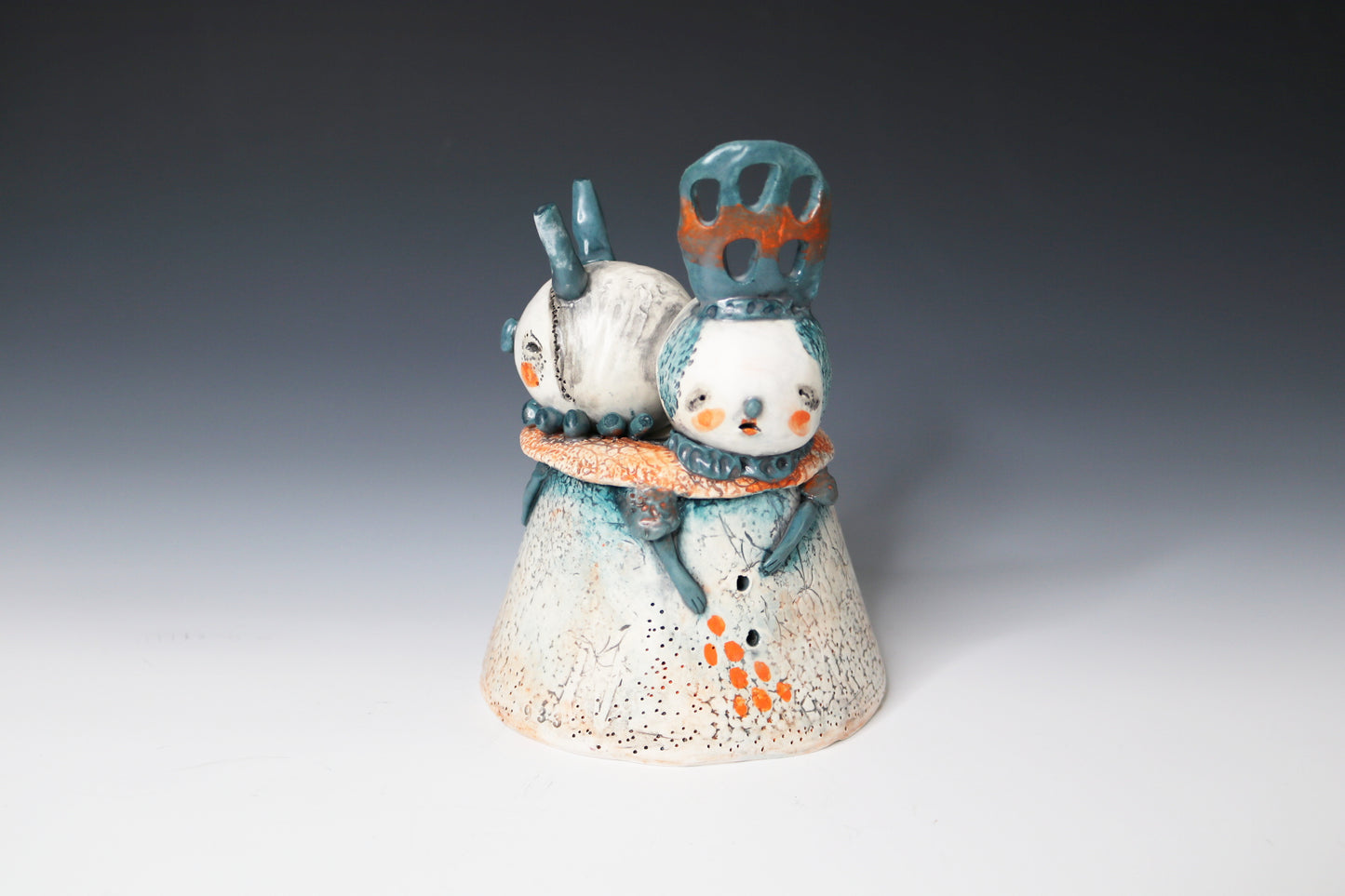 Original Hand Built  Collectable Ceramic Sculpture "Mazel & Christine"