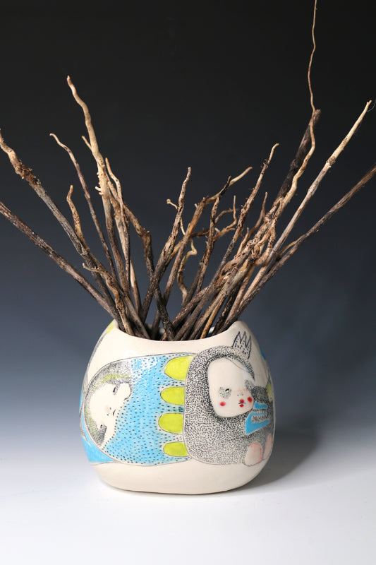 Original Hand Built Porcelain Vessel "Sky Forager"