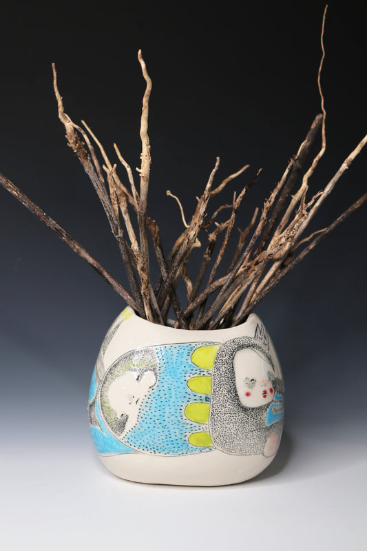 Original Hand Built Porcelain Vessel "Sky Forager"