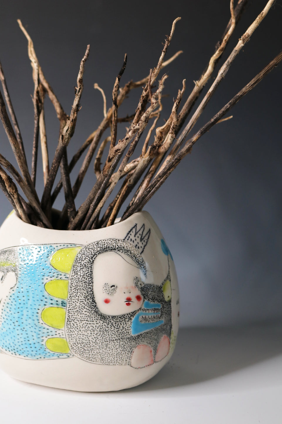 Original Hand Built Porcelain Vessel "Sky Forager"