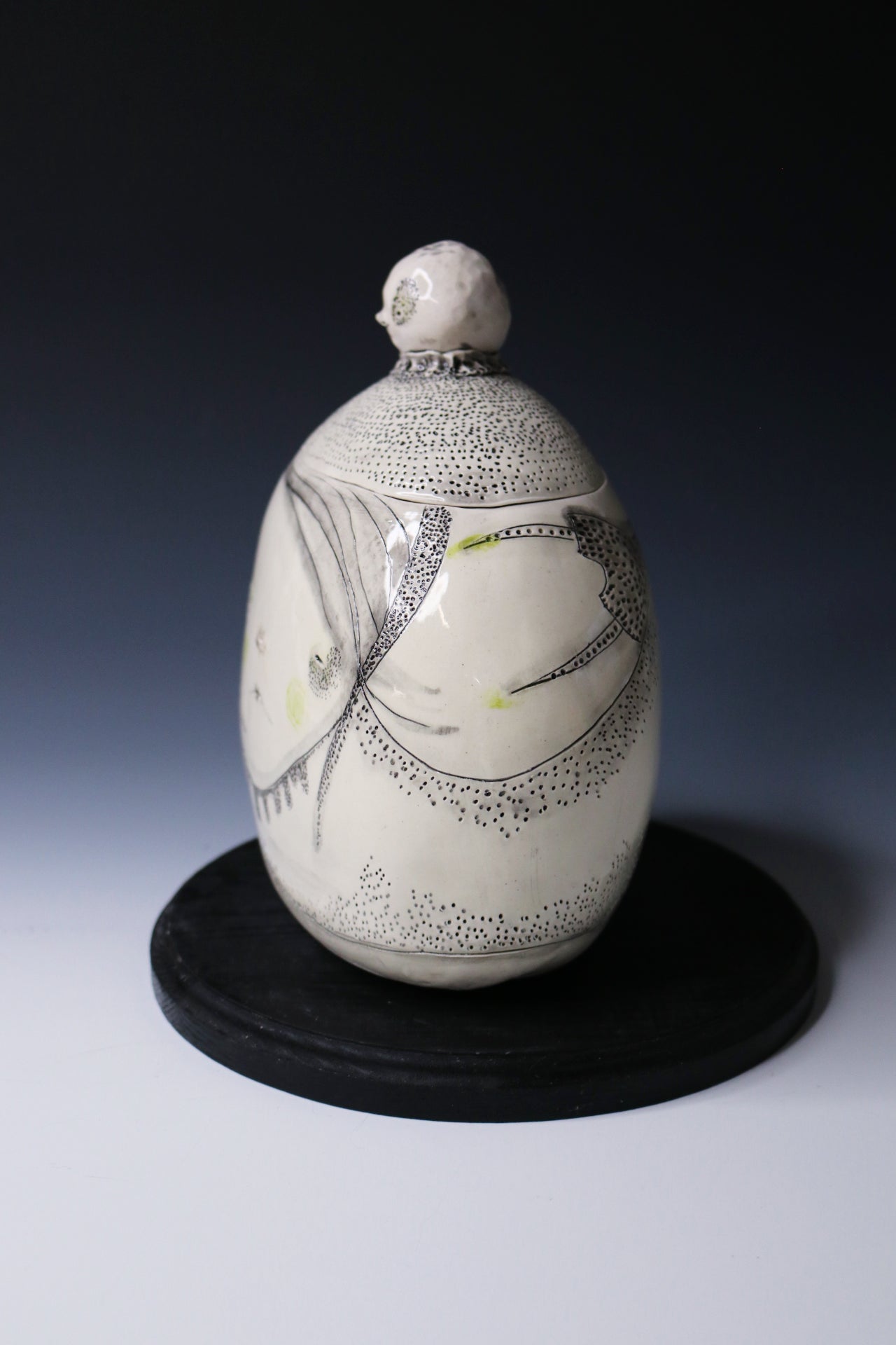 Original Hand Built Ceramic Vessel "Moonlit Guardian"