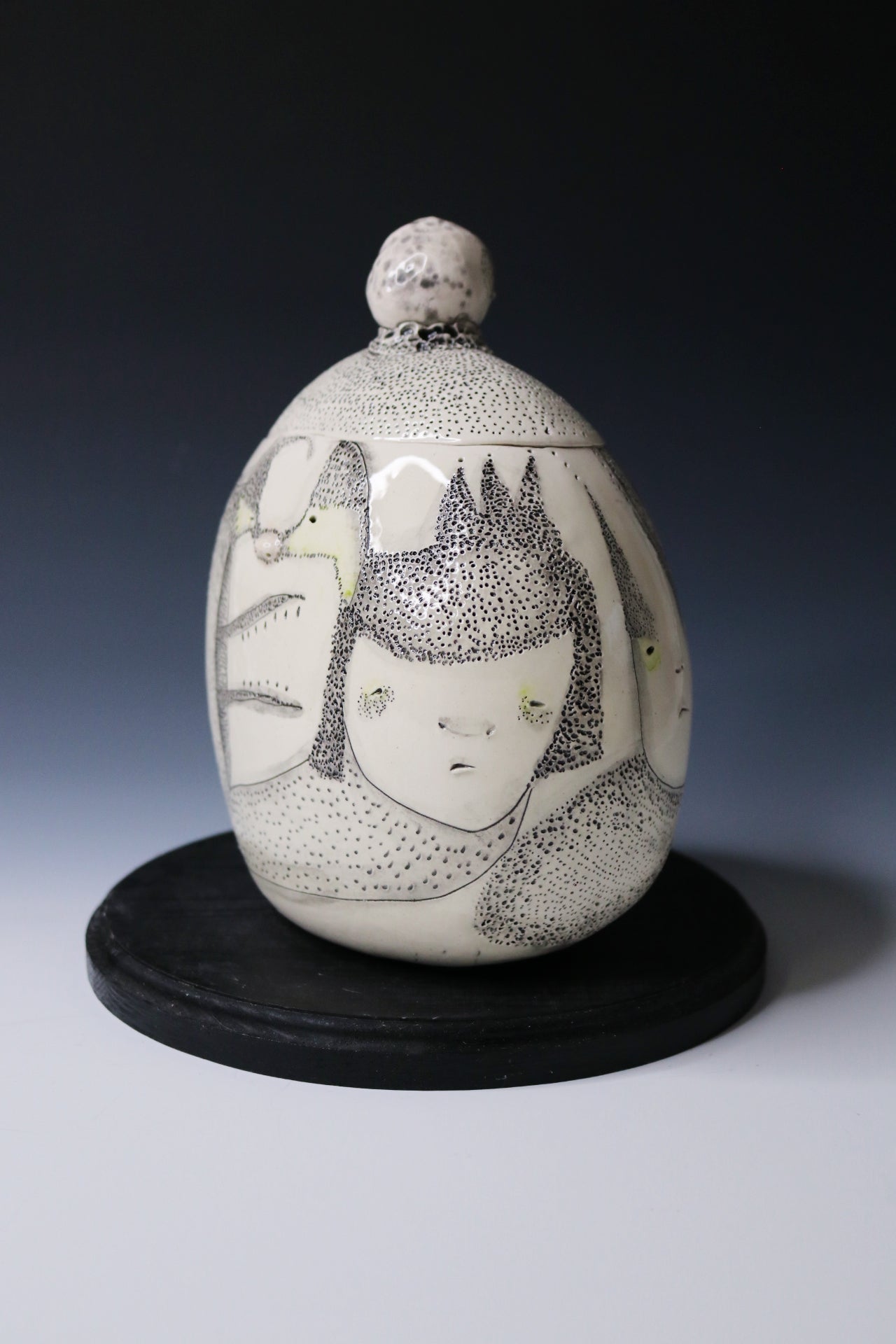 Original Hand Built Ceramic Vessel "Moonlit Guardian"