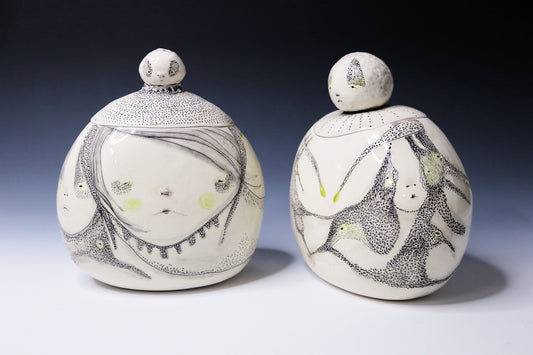 Original Hand Built Ceramic Vessel "Moonlit Guardian"