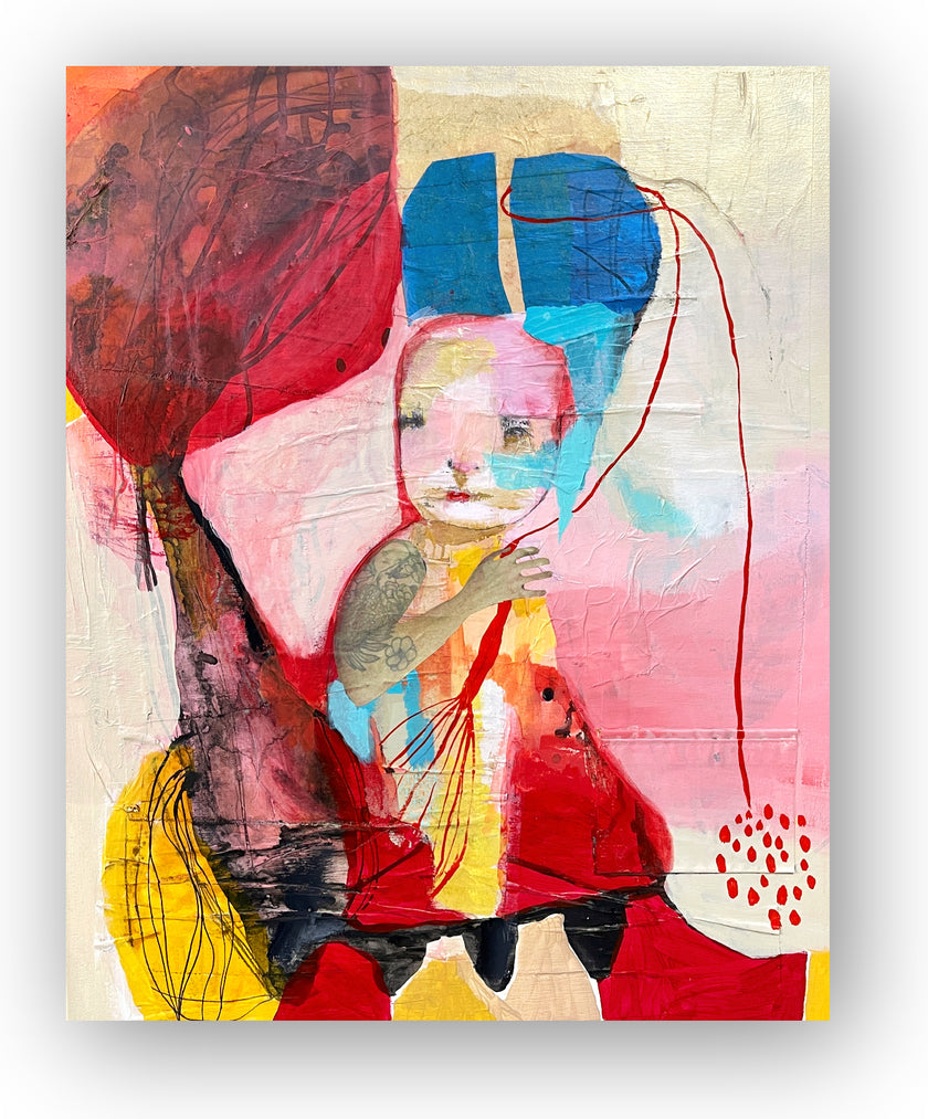 Large Abstract Figurative Painting - INTIMATE WELCOME