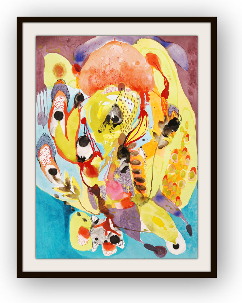 Large Abstract ,Original Mixed Media Painting on Arches Watercolor Paper - THE ABYSS