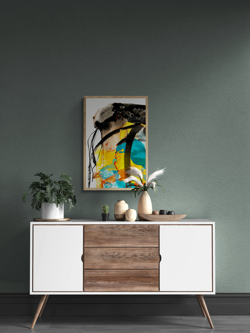 Original Mixed  Media Collage Painting- Cunning