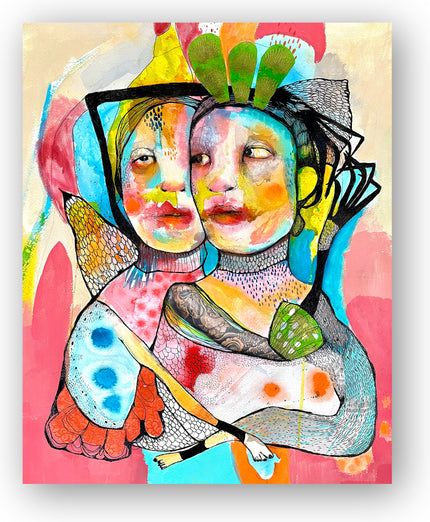 Large Abstract , Collage , Original Mixed Media Painting - DEUX