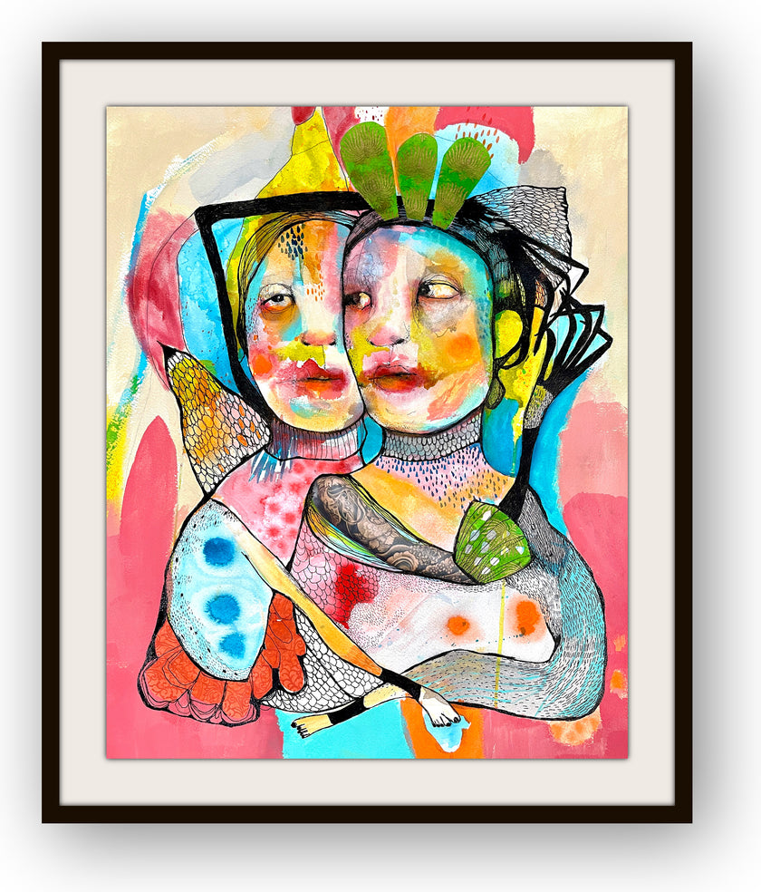 Large Abstract , Collage , Original Mixed Media Painting - DEUX