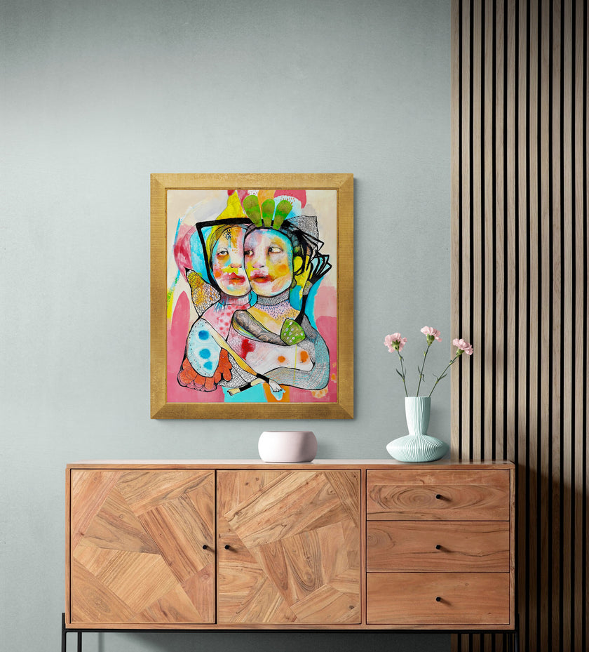 Large Abstract , Collage , Original Mixed Media Painting - DEUX