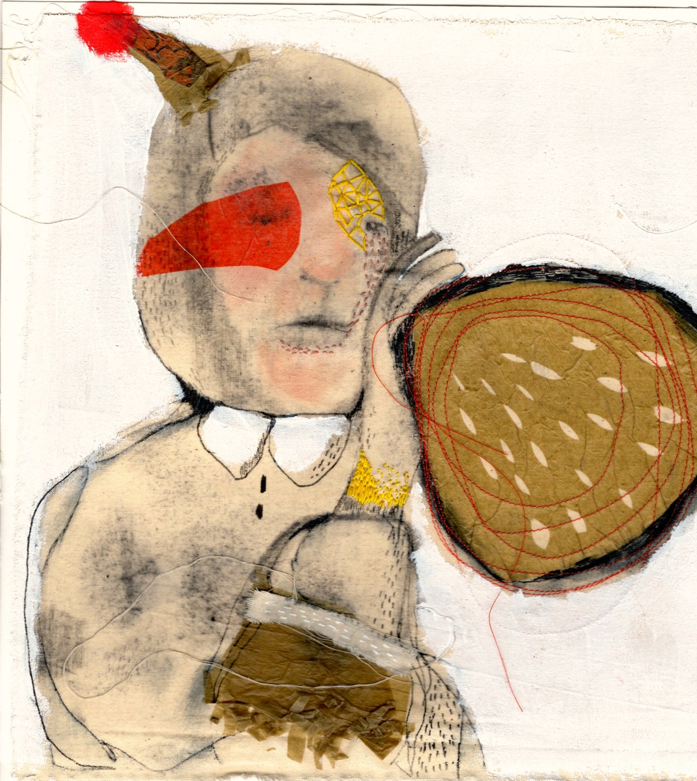 Original Textile Collage  "Dora Little"