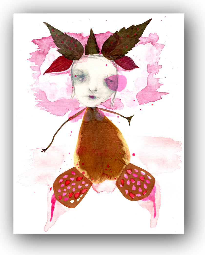 Original Mixed Media Botanical Artwork -  Marcy with the Thorned Crown