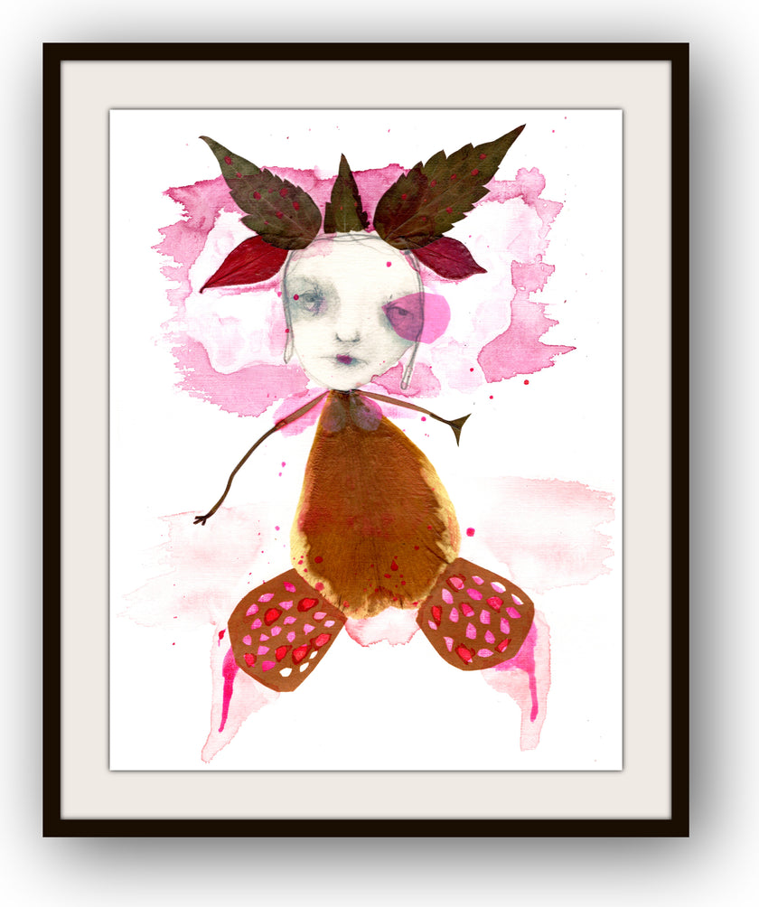 Original Mixed Media Botanical Artwork -  Marcy with the Thorned Crown