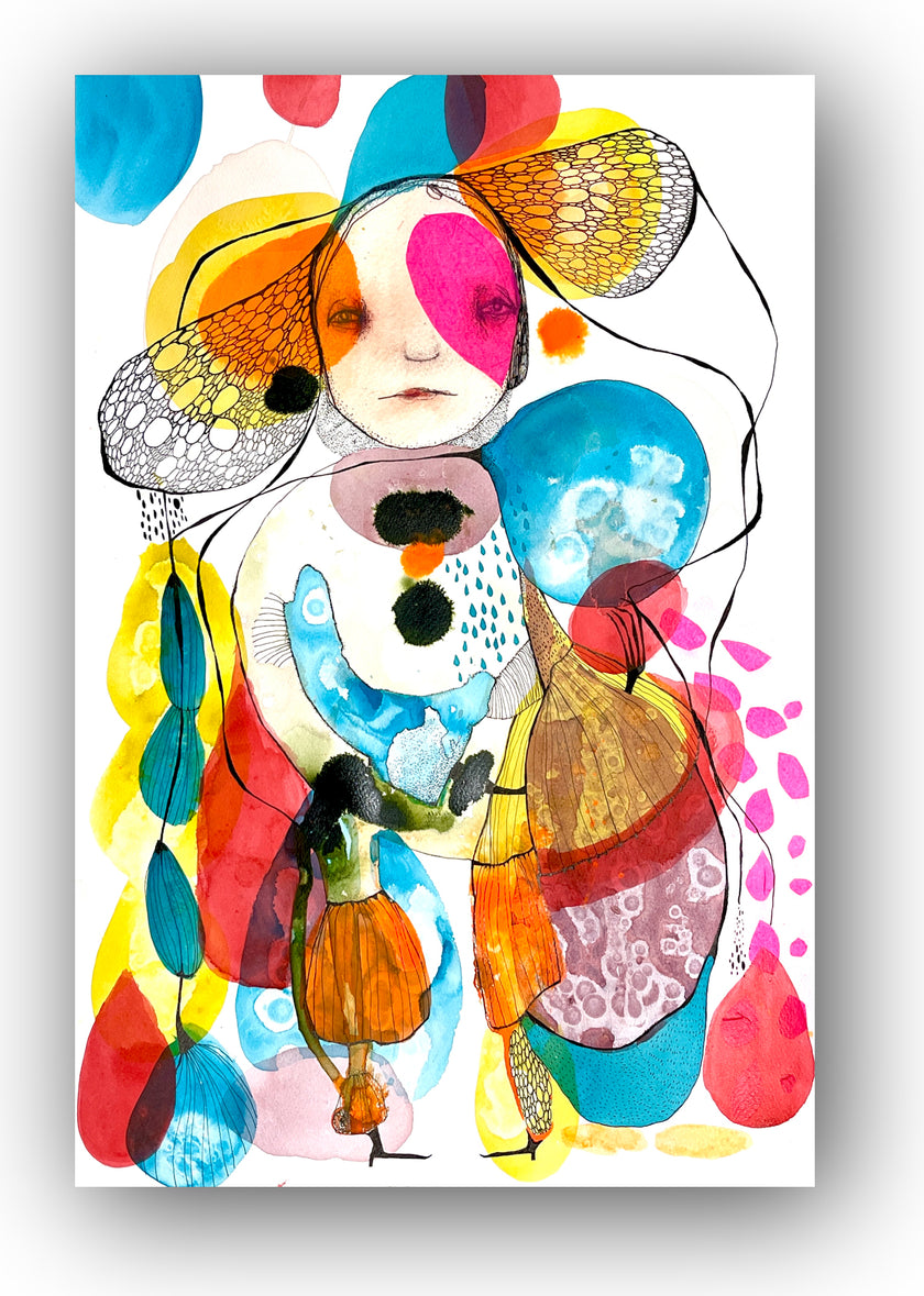 Large Abstract ,Collage, Original Mixed Media Painting - Seeking