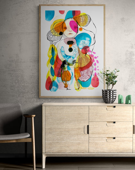 Large Abstract ,Collage, Original Mixed Media Painting - Seeking