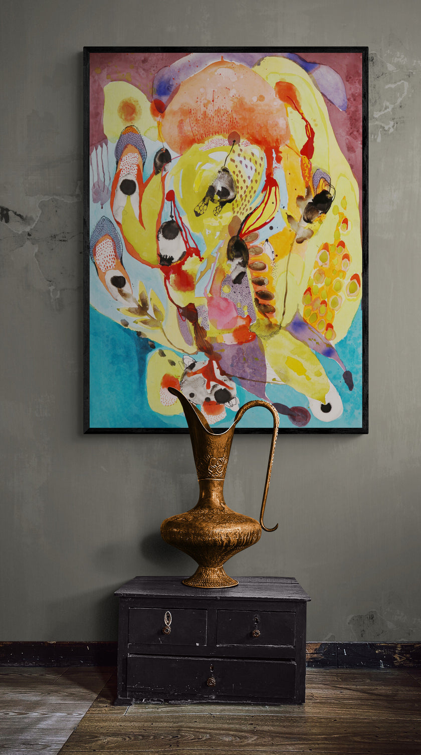 Large Abstract ,Original Mixed Media Painting on Arches Watercolor Paper - THE ABYSS