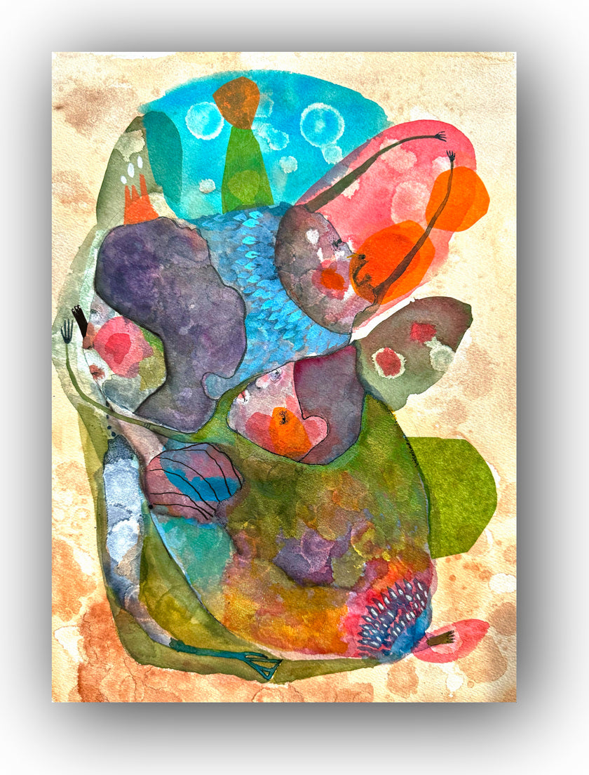 Original Mixed  Media Collage Painting-Where Do We Go From Here